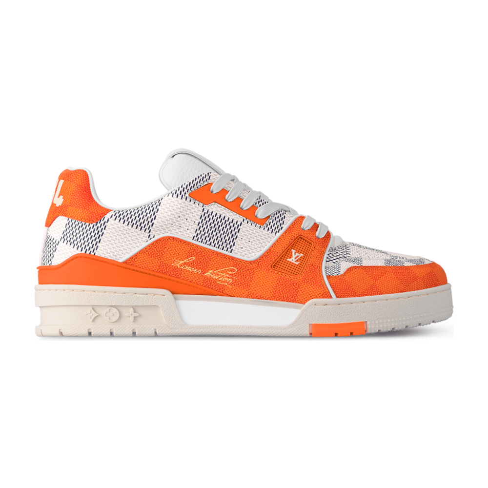 TENIS LOUIS VUITTON LV TRAINER DAMIER WHITE ORANGE 