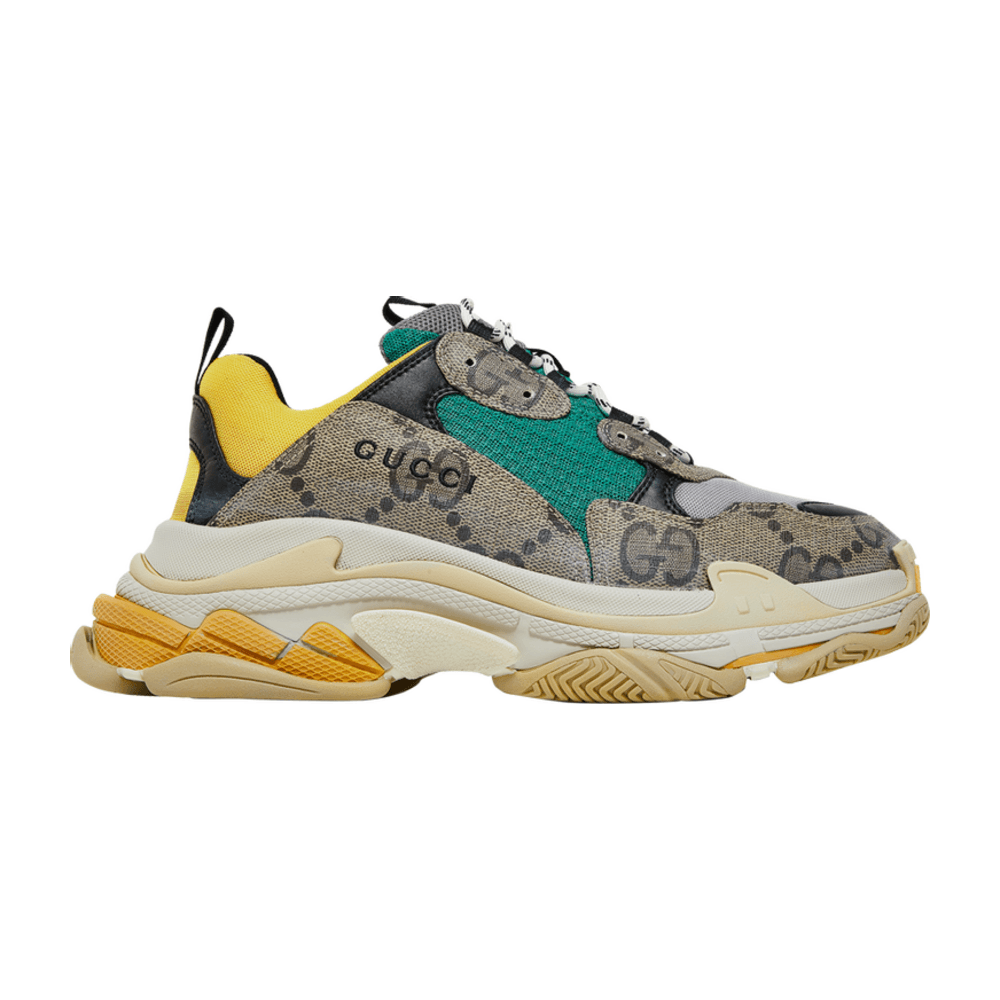 TENIS GUCCI X BALENCIAGA THE HACKER PROJECT TRIPLE S BEIGE GREEN YELLOW
