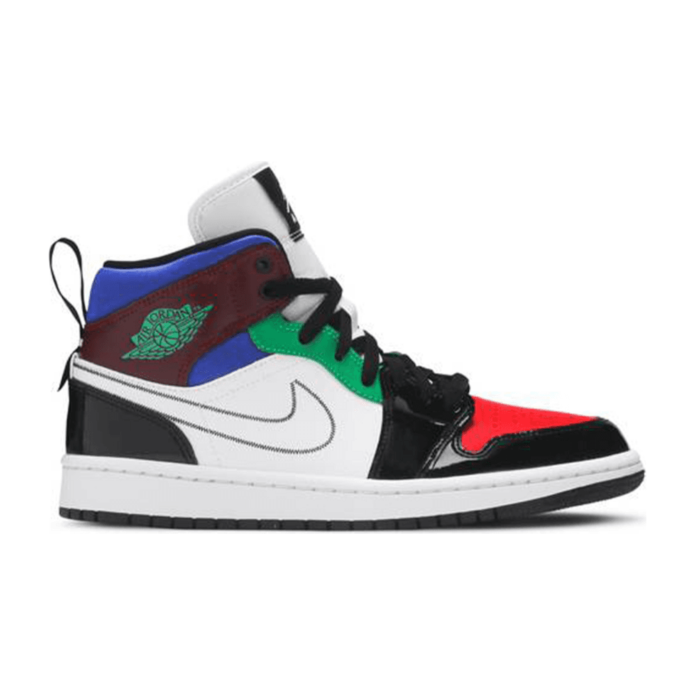 Tenis Air Jordan 1 Mid Se Black White Multicolor 