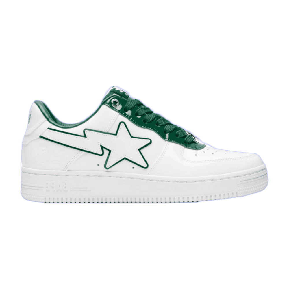 TENIS A BATHING APE BAPE STA LOW PATENT LEATHER WHITE GREEN