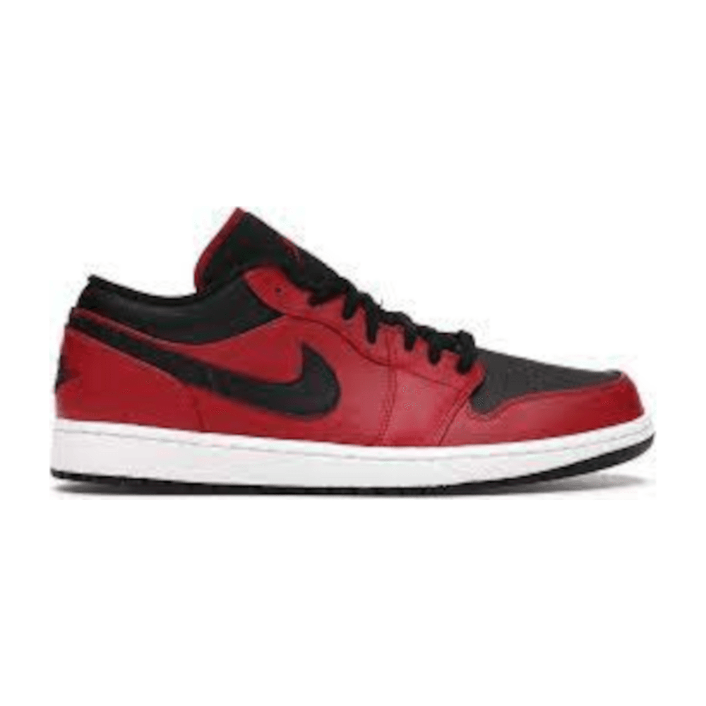 TENIS JORDAN 1 LOW REVERSE BRED PEBBLED SWOOSH