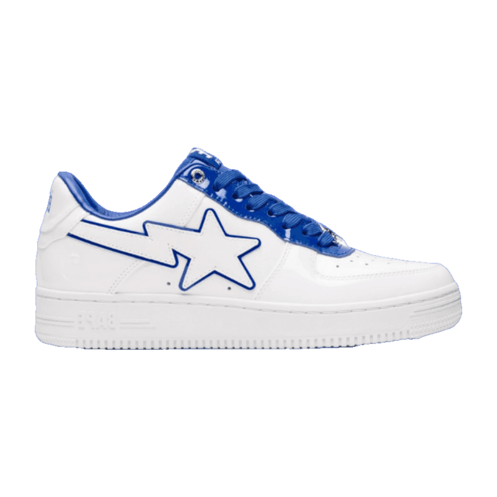 TENIS A BATHING APE BAPE STA LOW PATENT LEATHER WHITE BLUE