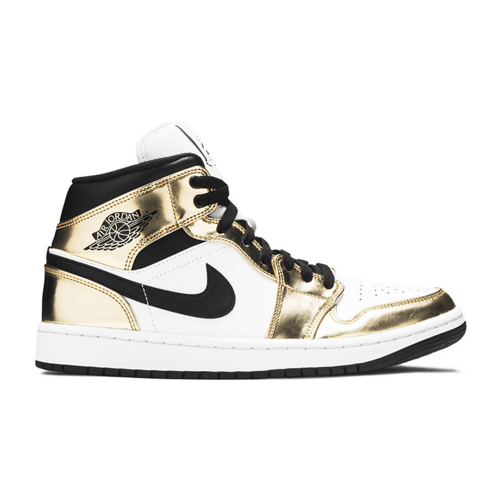 Tenis Air Jordan 1 Mid Metallic Gold Black White