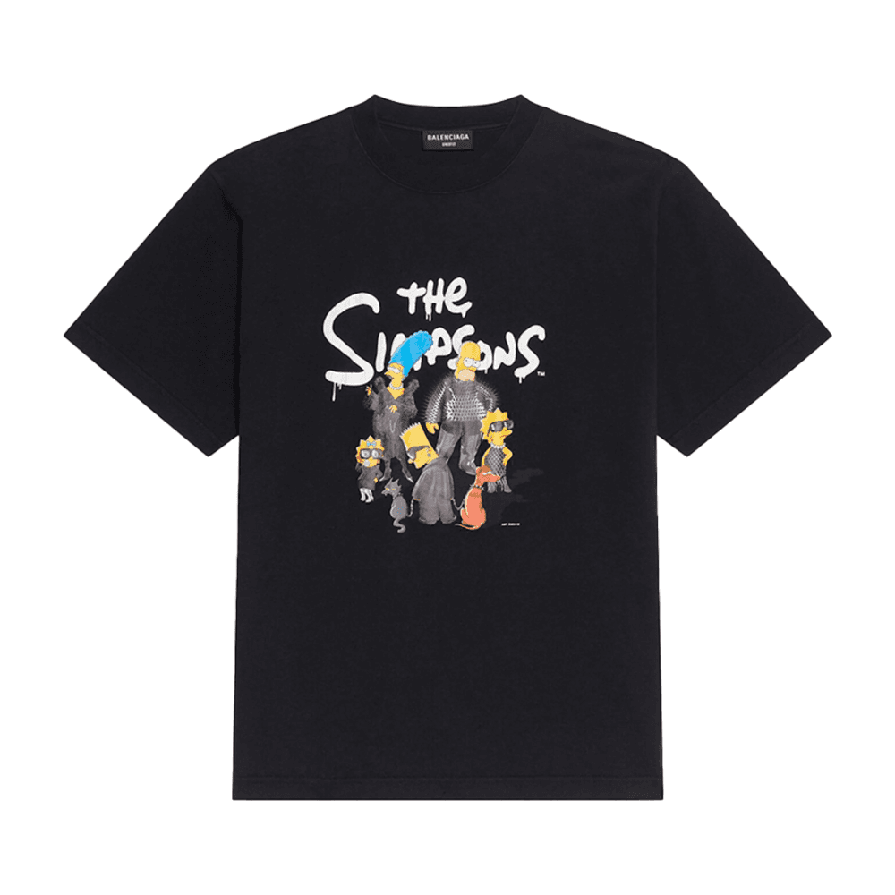 BALENCIAGA THE SIMPSONS WOMENS SMALL FIT T SHIRT BLACK