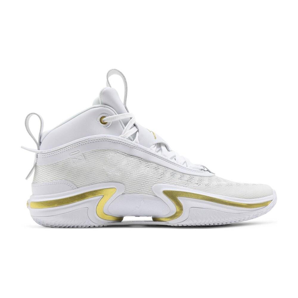 Tenis Jordan 36 White Metallic Gold