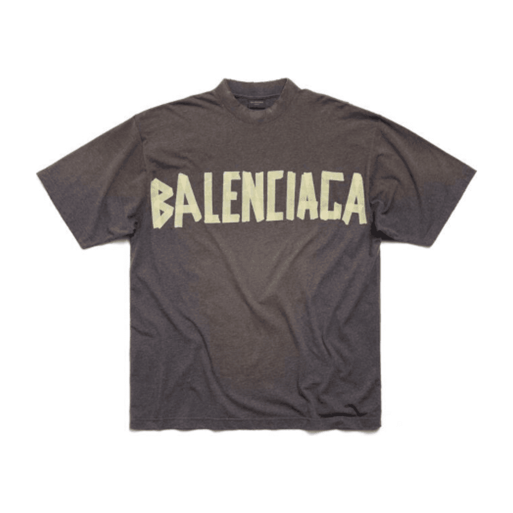 BALENCIAGA TAPE TYPE MEDIUM FIT T SHIRT GREY FADED 