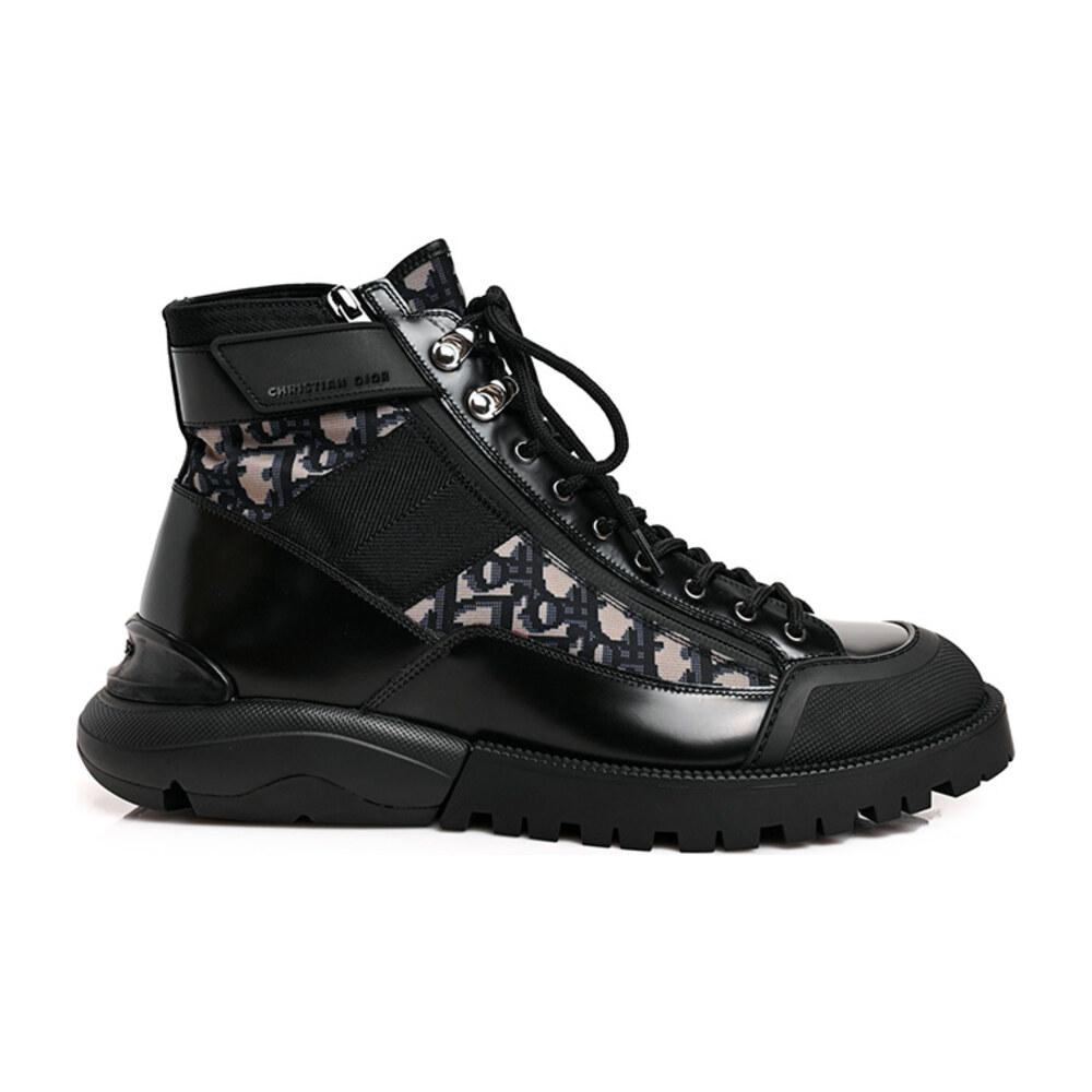 BOTAS DIOR OBLIQUE POLISHED CALFSKIN MENS COMBAT ANKLE