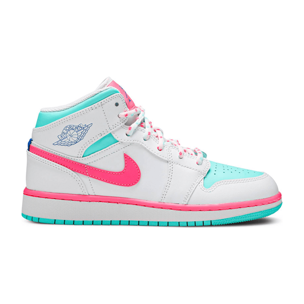 Tenis Air Jordan 1 Mid White Pink Green Soar