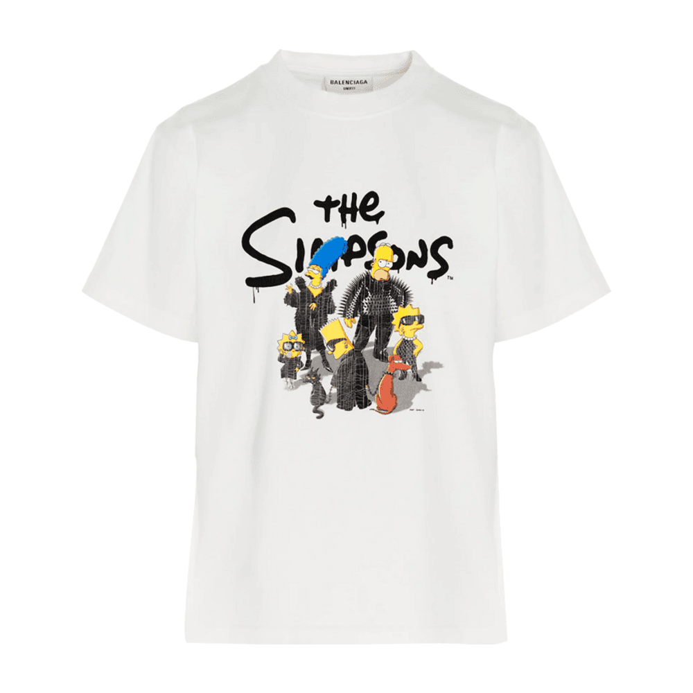 BALENCIAGA THE SIMPSONS WOMENS SMALL FIT T SHIRT WHITE
