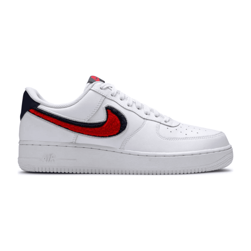 Tenis Nike Air Force 1 Low 3d Chenille Swoosh White Red Blue 