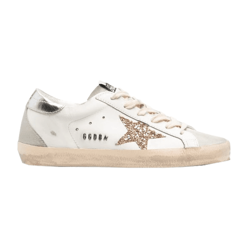 TENIS GOLDEN GOOSE SUPER STAR STAR WITH GOLD GLITTER AND ICE SUEDE APPLICATIONS