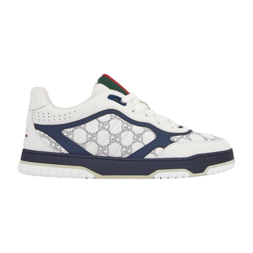 Tenis Gucci Re-Web Blanco Azul Oscuro
