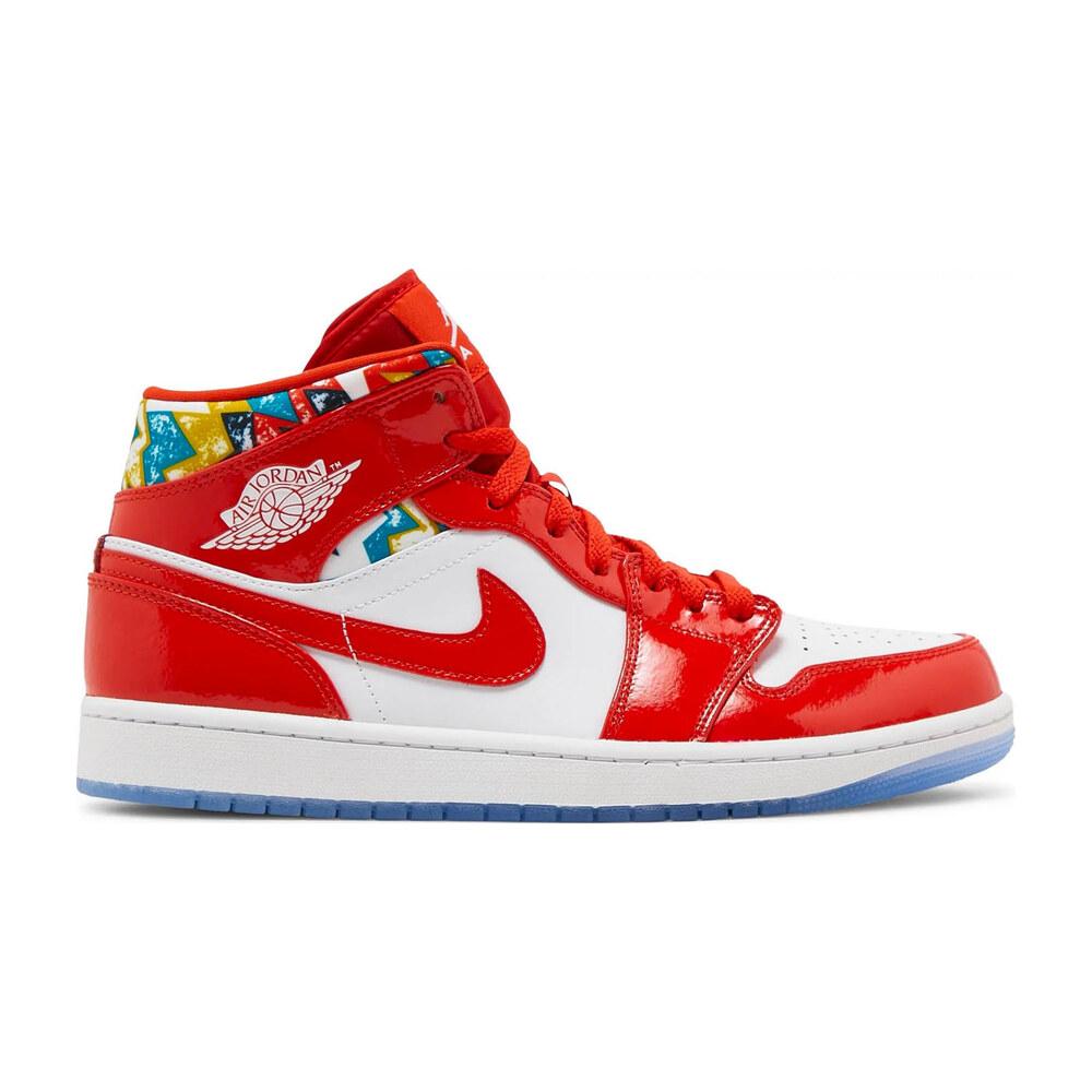 Tenis Air Jordan 1 Mid Barcelona Sweater Red Patent