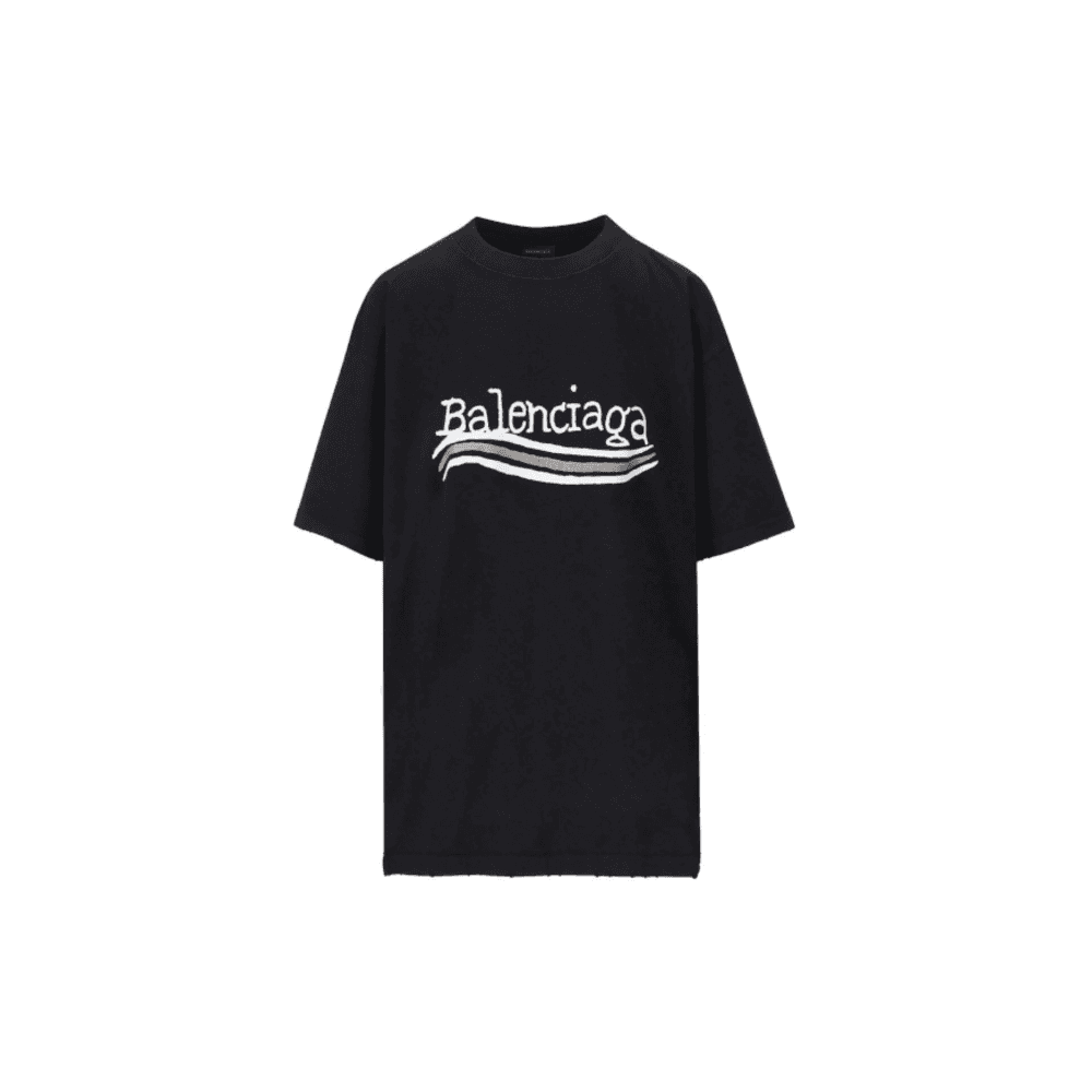 BALENCIAGA HAND DRAWN POLITICAL CAMPAING TEE BLACK