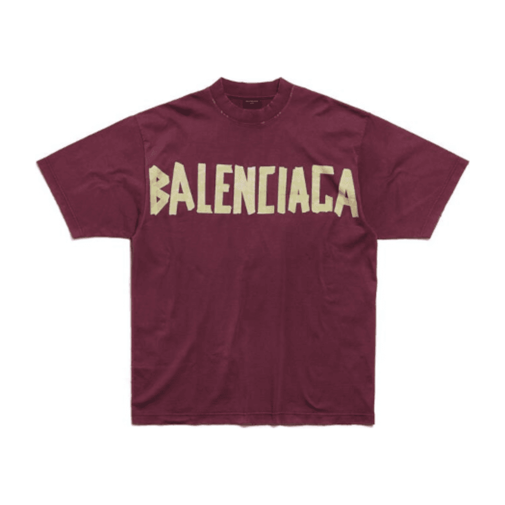BALENCIAGA TAPE TYPE MEDIUM FIT T SHIRT RED FADED