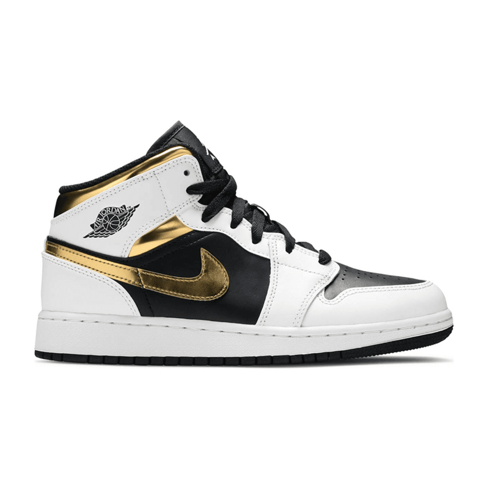 Tenis Air Jordan 1 Mid White Gold Black
