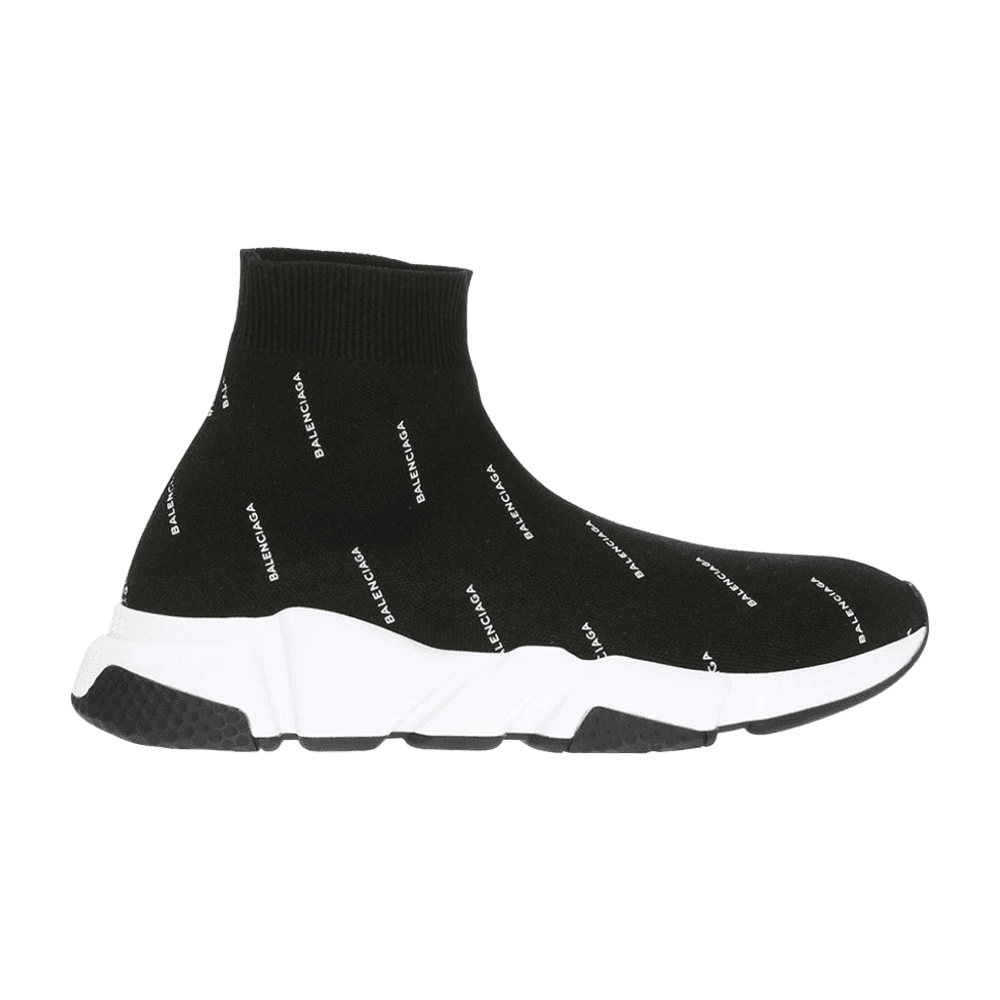 Tenis Balenciaga Speed Trainer Logo Print Blach White