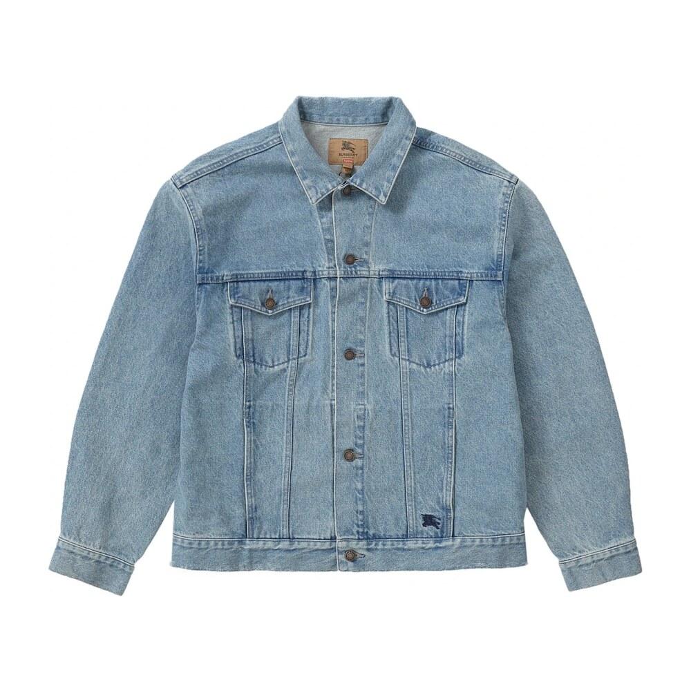 Supreme Burberry Denim Trucker Jacket Washed Blue
