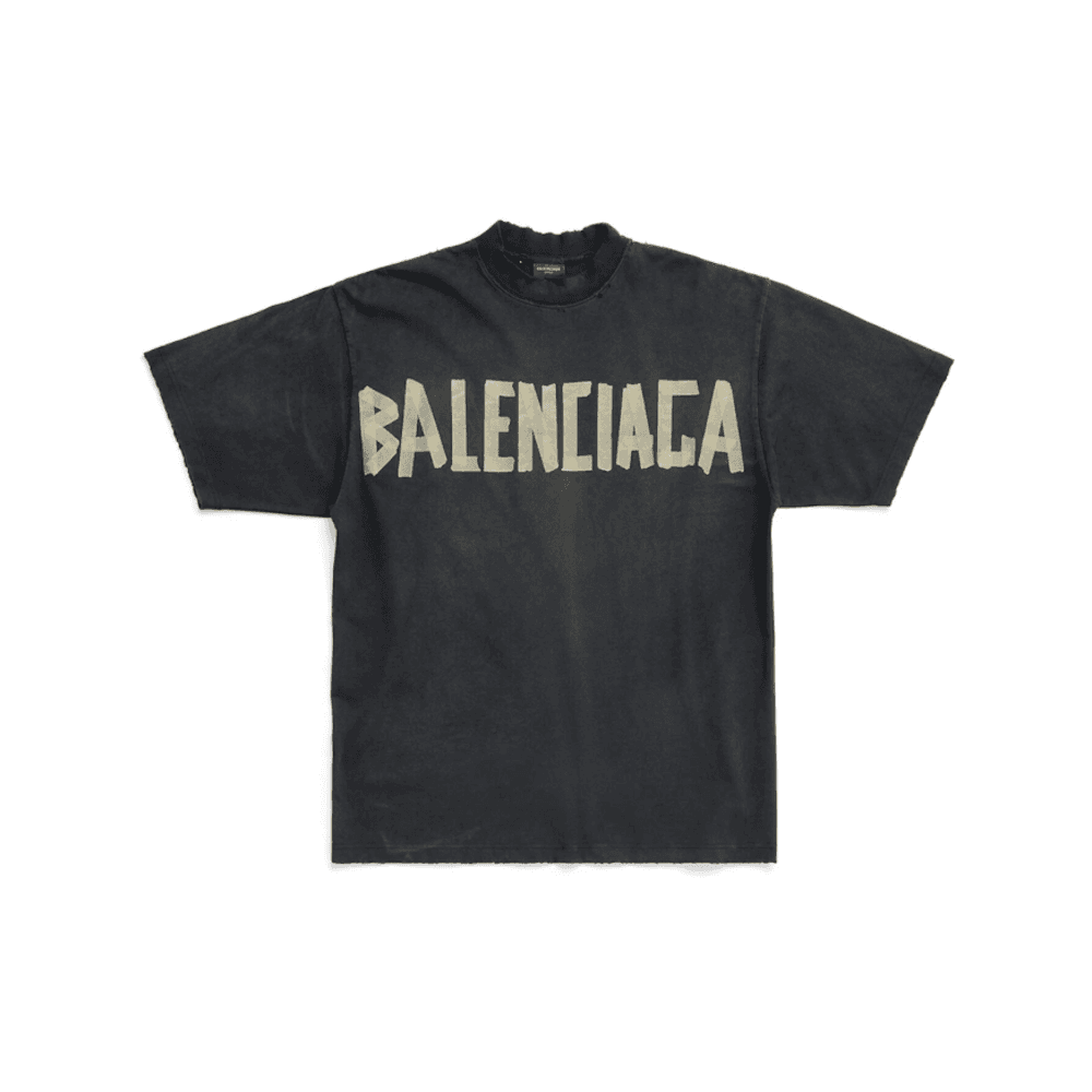 BALENCIAGA TAPE TYPE MEDIUM FIT T SHIRT BLACK FADED
