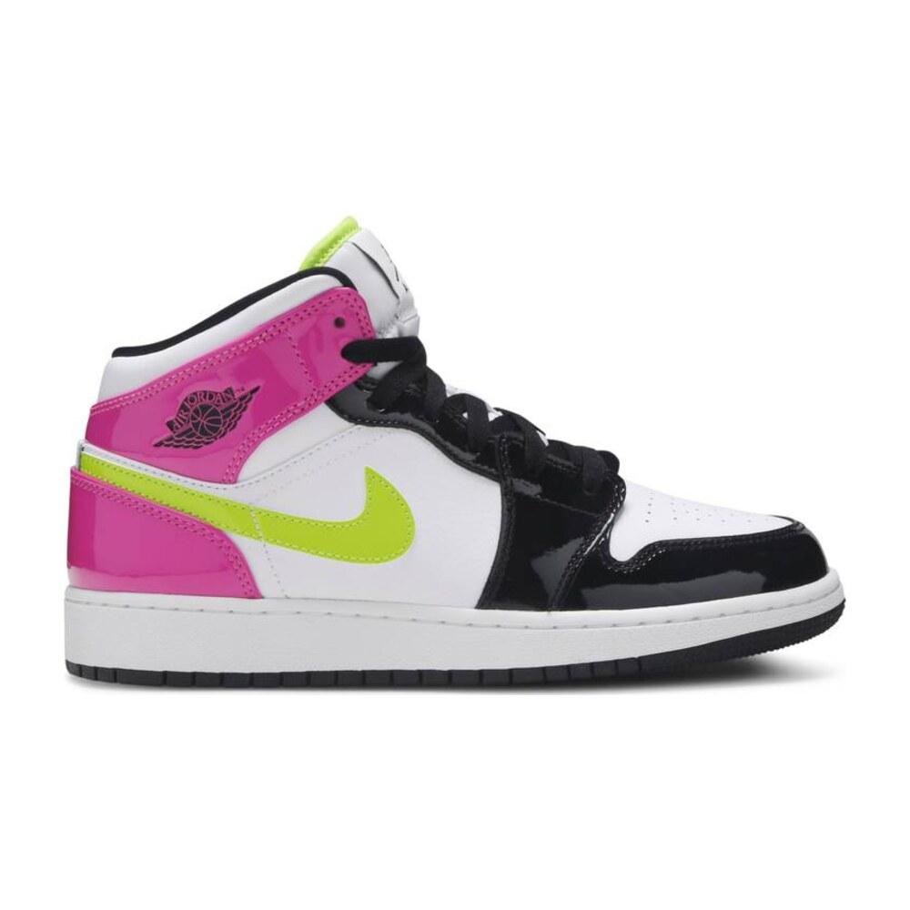 Tenis Air Jordan 1 Mid White Black Cyber Pink