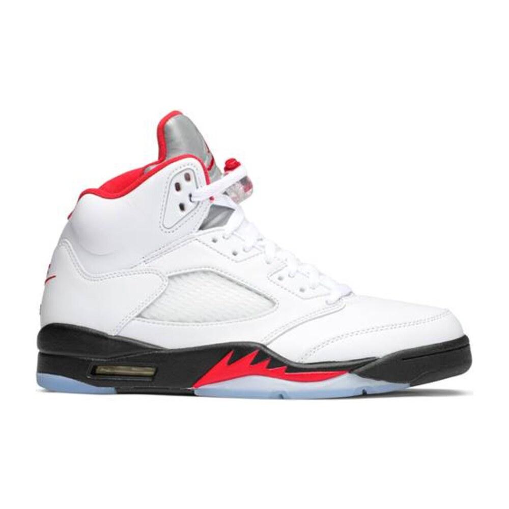 Tenis Jordan 5 Fire Red Silver Tongue