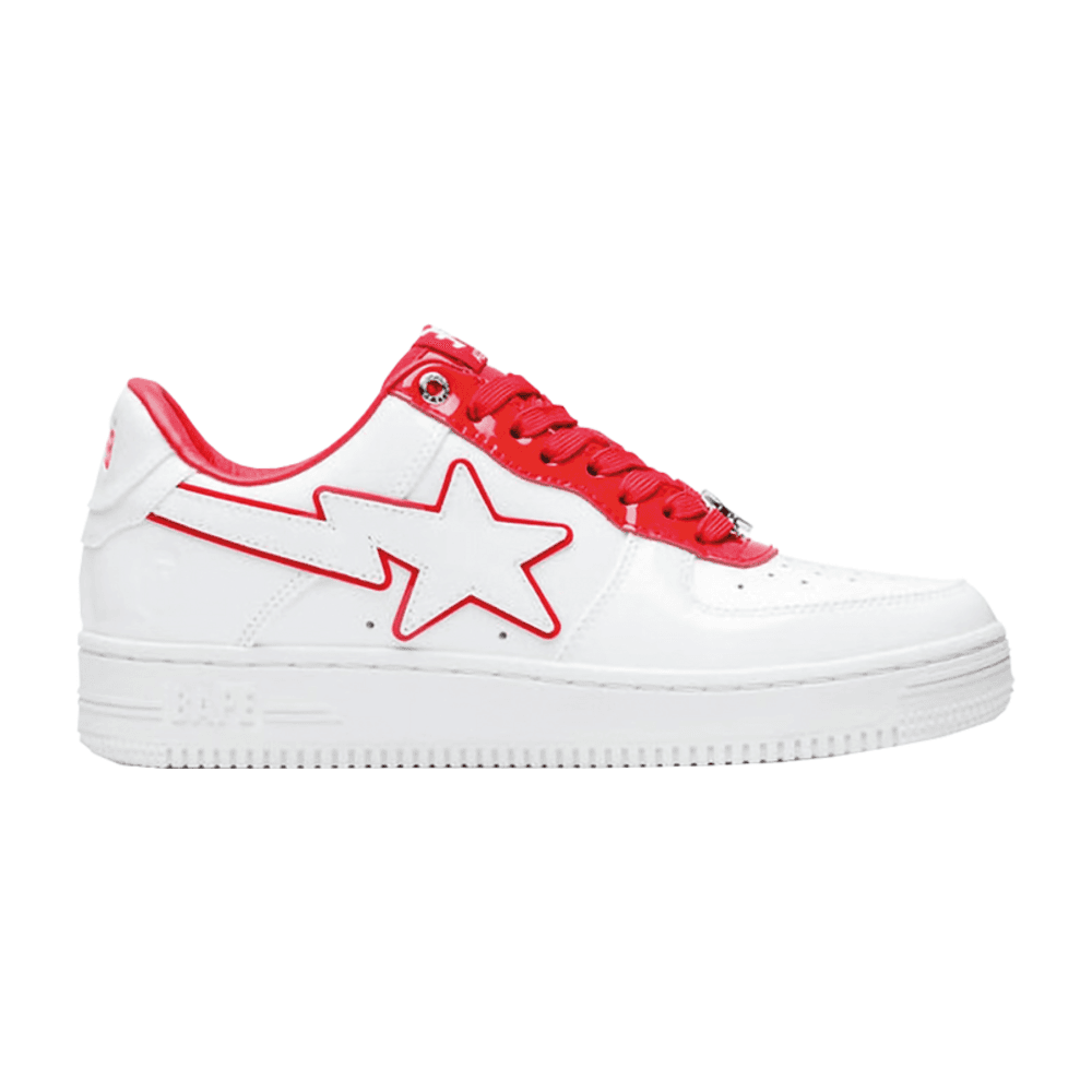 TENIS A BATHING APE BAPE STA LOW PATENT LEATHER WHITE RED
